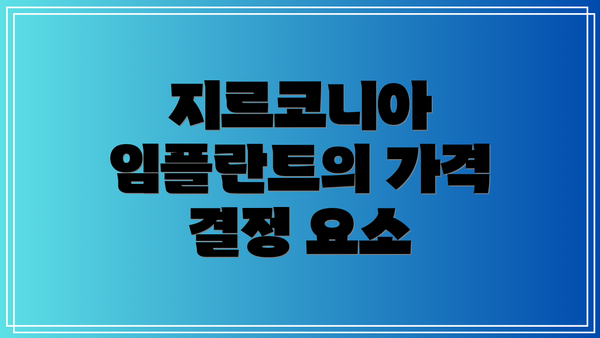 지르코니아 임플란트의 가격 결정 요소