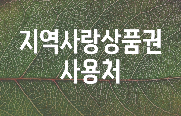 지역사랑상품권 사용처