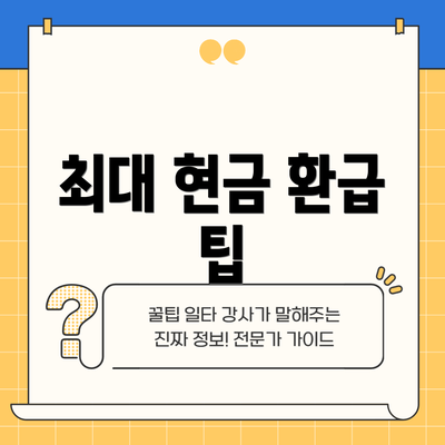 최대 현금 환급 팁
