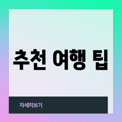 추천 여행 팁