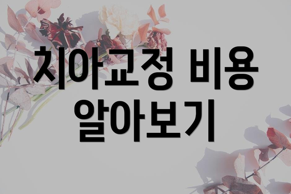 치아교정 비용 알아보기