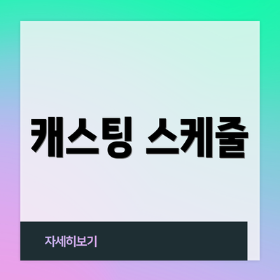 캐스팅 스케줄