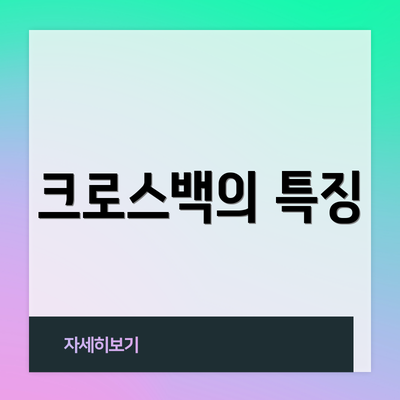 크로스백의 특징