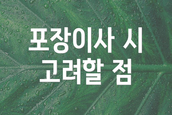 포장이사 시 고려할 점