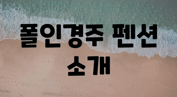 폴인경주 펜션 소개