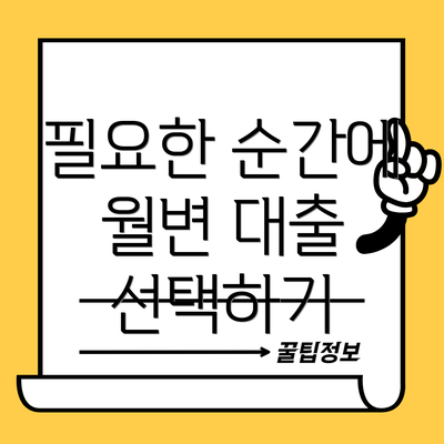필요한 순간에 월변 대출 선택하기