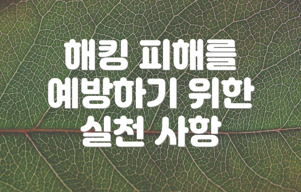 해킹 피해를 예방하기 위한 실천 사항