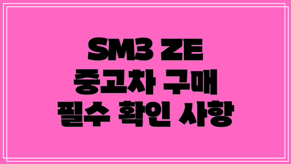 SM3 ZE 중고차 구매 필수 확인 사항